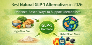 Best Natural GLP-1 Alternatives That Reduce Hunger Fast (Real Results) best natural GLP-1 alternatives in 2026 infographic showing fiber diet, gut microbiome and blood sugar support for metabolism