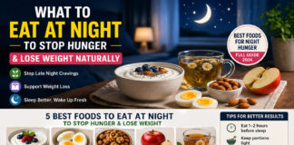 What to Eat at Night to Stop Hunger & Lose Weight (2026 Guide) what to eat at night to stop hunger including yogurt eggs nuts apple and herbal tea for weight loss