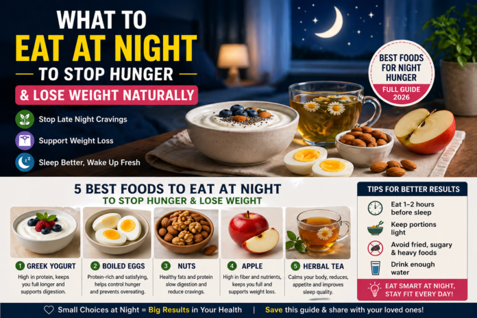 what to eat at night to stop hunger including yogurt eggs nuts apple and herbal tea for weight loss