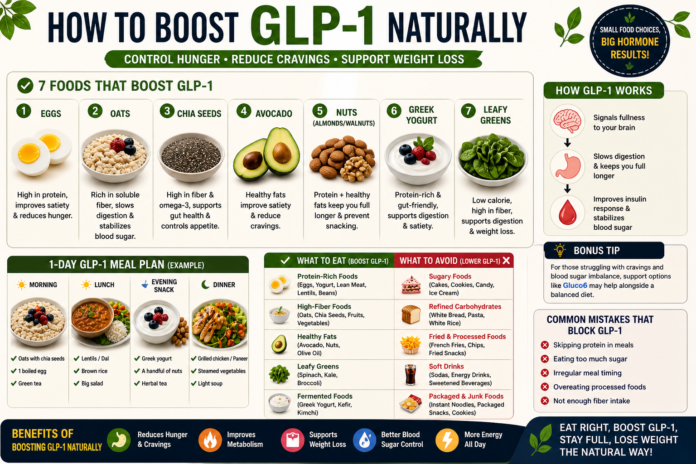 how to boost GLP-1 naturally with foods meal plan and diet tips for hunger control and weight loss